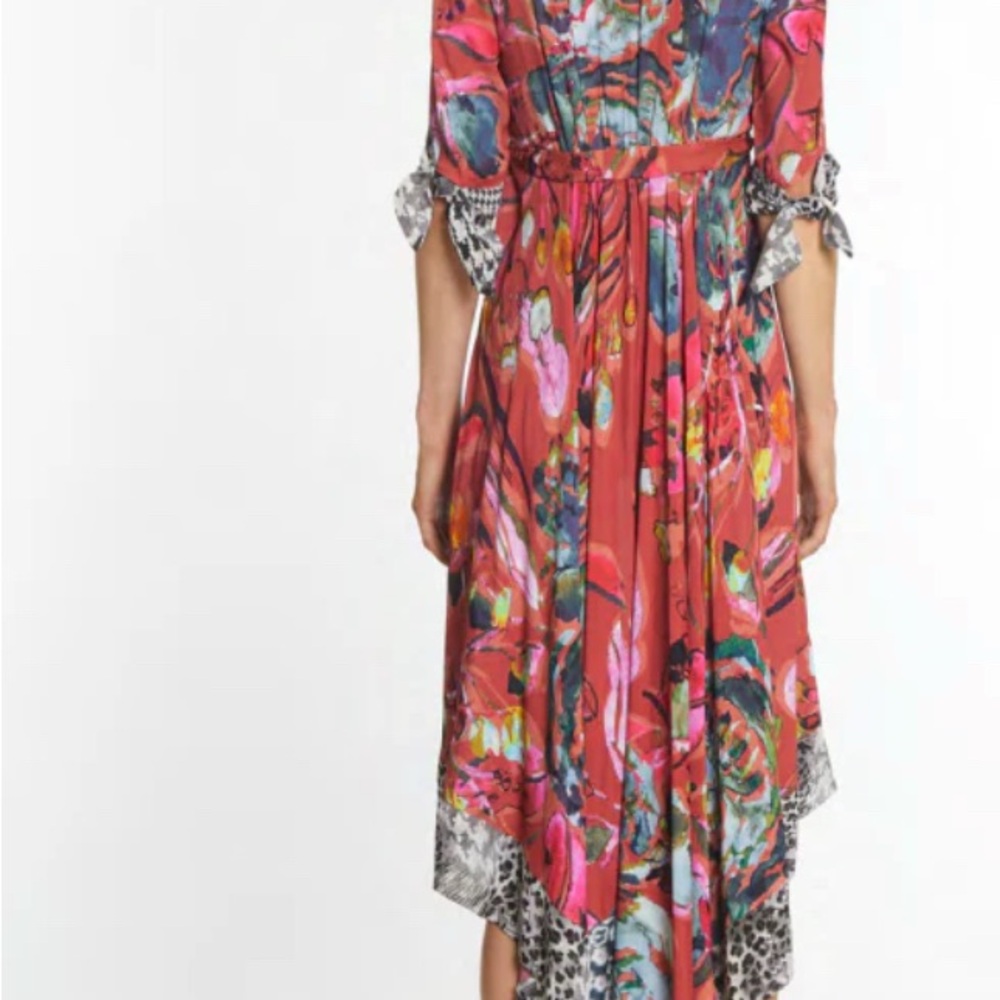 John Mark Vibrant Floral Asymmetrical Dress Sz L - Picture 3 of 13